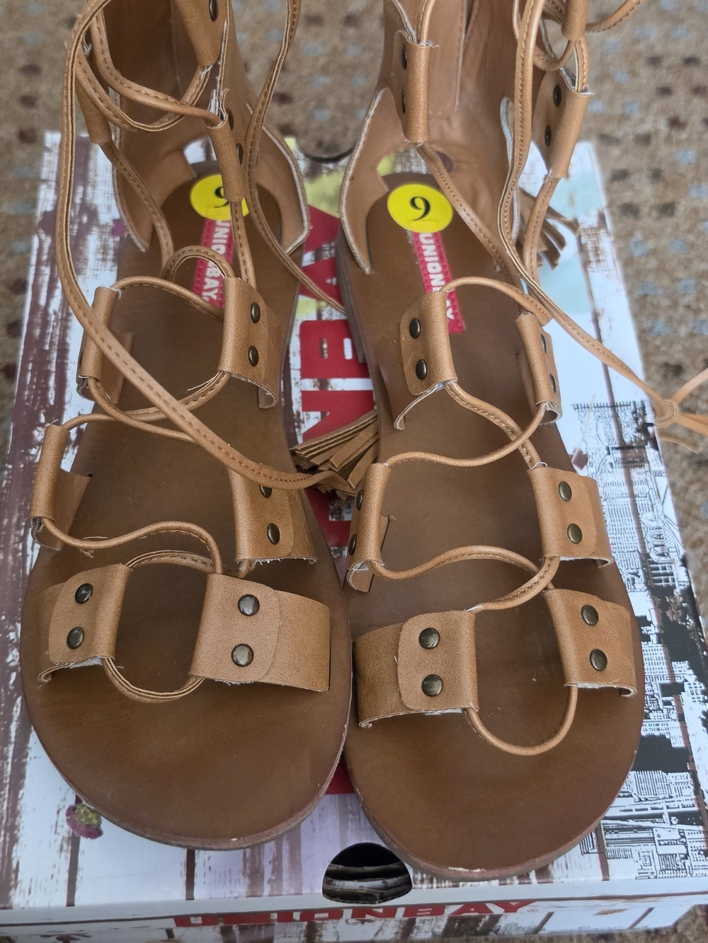 UNIONBAY Tan Lace-Up Gladiator Sandals